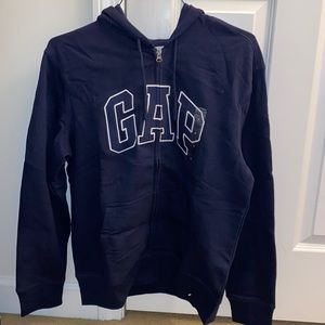 Navy gap logo full zip hoodie